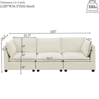 3-Piece Chenille Fabric Living Room Furniture