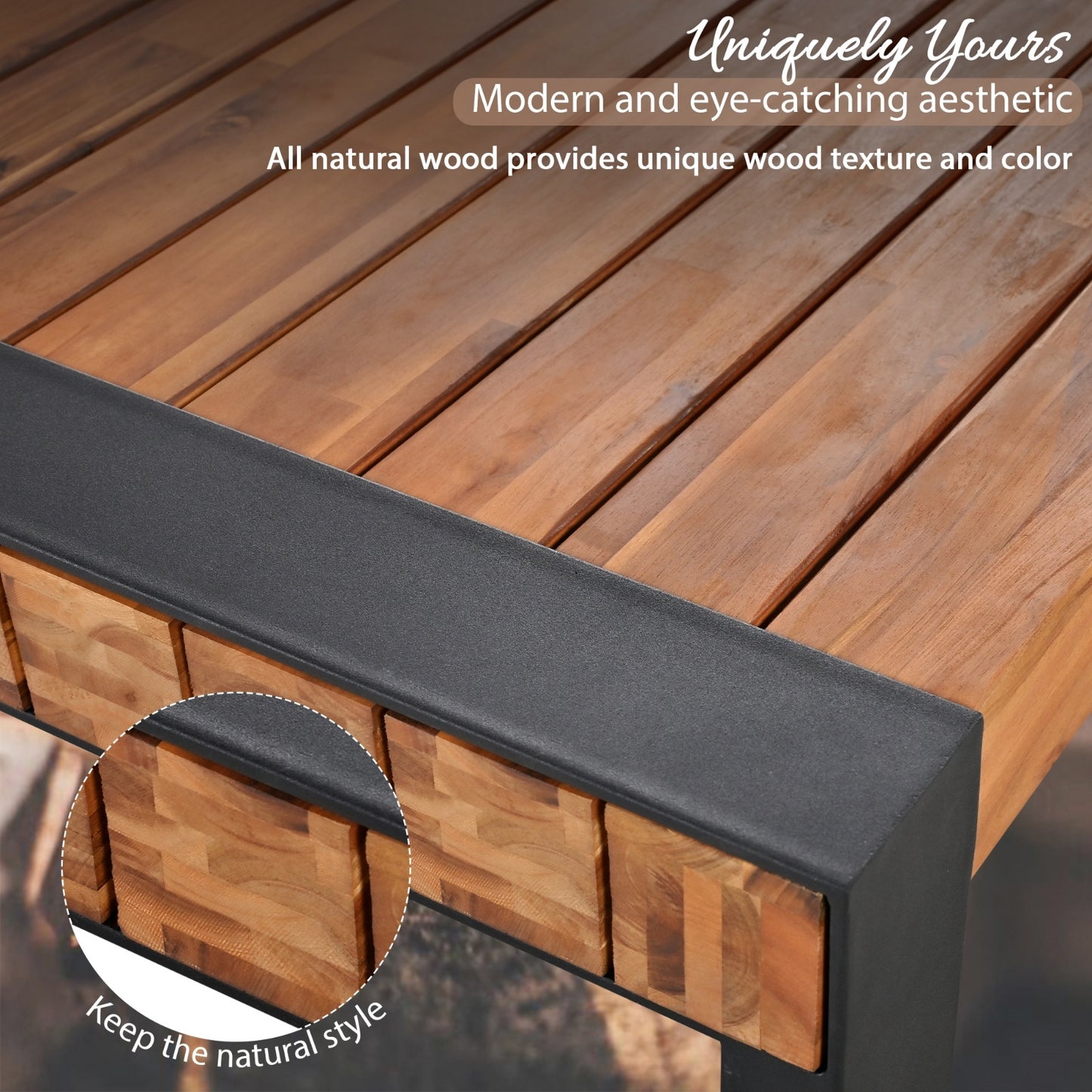 3-pieces Outdoor Dining Table With 2 Benches
