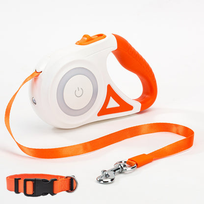 Retractable Leash And Dog Collar Spotlight Automatic Traction Rope For Small Medium Dogs
